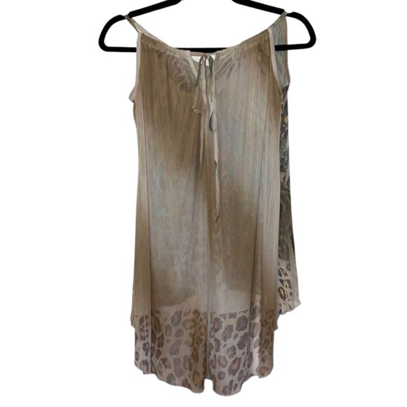 Mandee Sheer High Low Adjustable Blouse - Animal Print - Tie Back - Picture 3 of 10